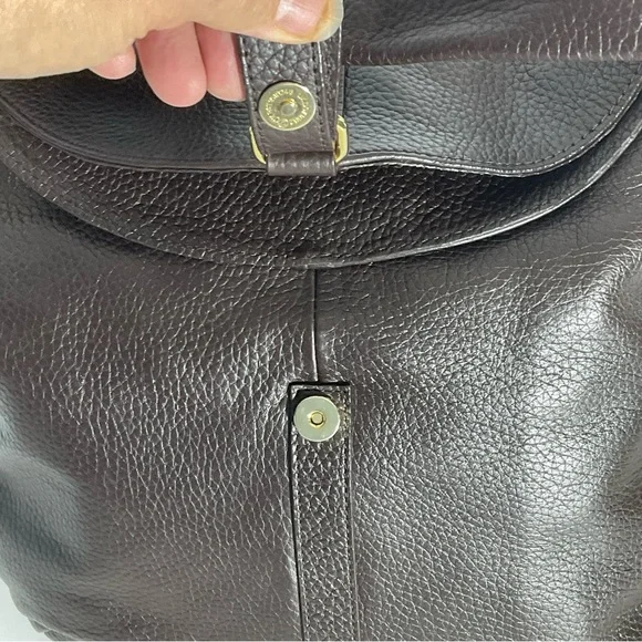 Barr and Barr New York Pebbled Brown Leather Bag Gold Hardware Shoulder Bag - Picture 4 of 15